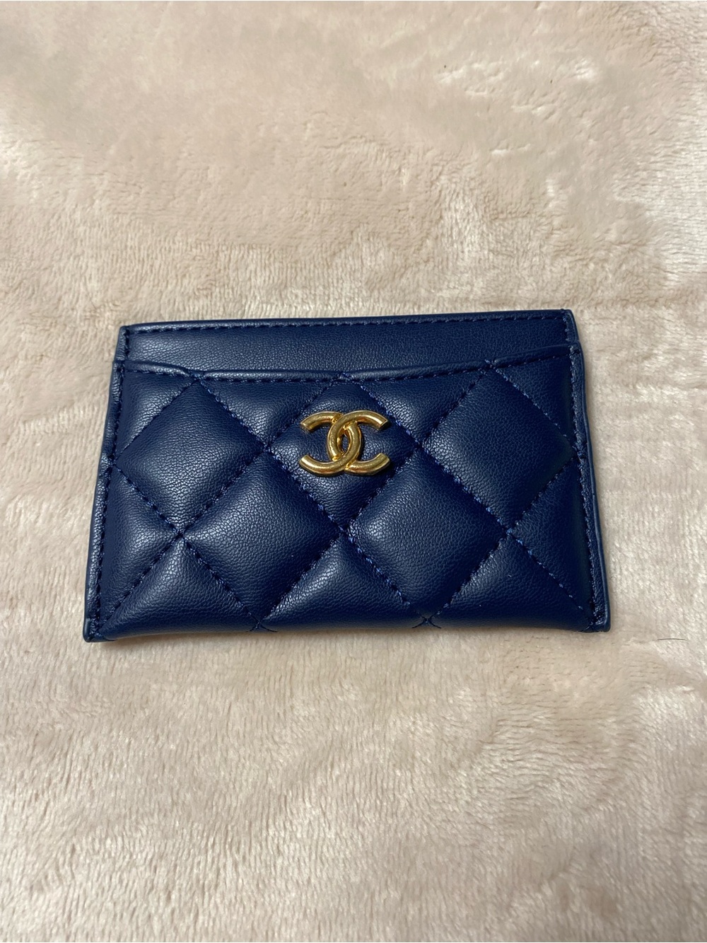 ChaneI Cardholder Navy Blue with Gold-Tone Hardware NEW !!